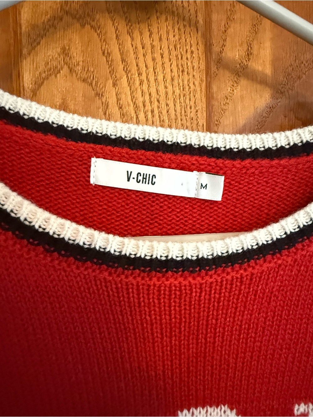 V-Chic Red Paris With Love Graphic Knit Sweater Size M - Picture 5 of 6